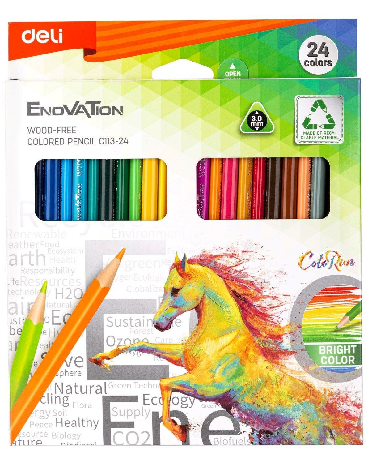Карандаши цветные 24цв 3-гран Deli Enovation, пластик, EC113-24