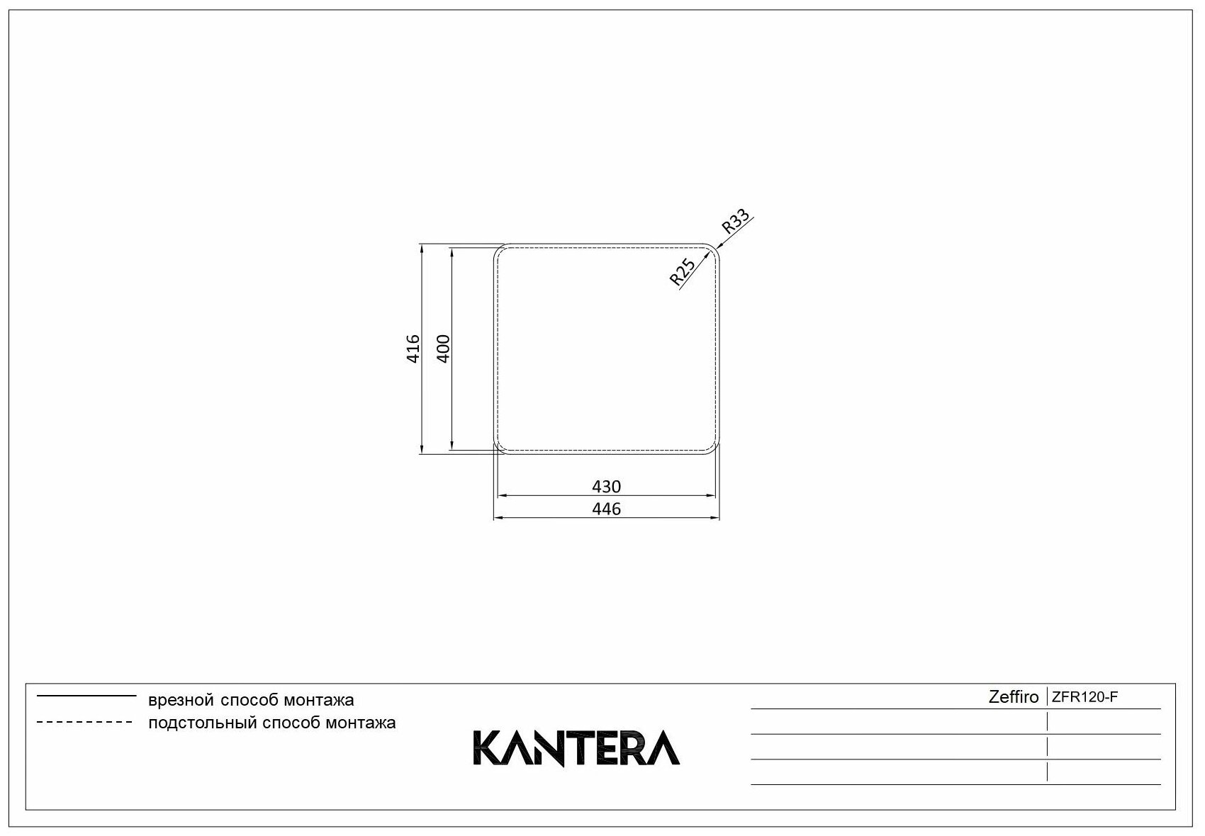 Кухонная мойка KANTERA ZEFFIRO ZFR120-F Diamond