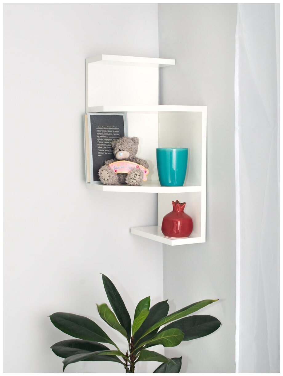 фото Полочка угловая Том Полкер Аризона белый