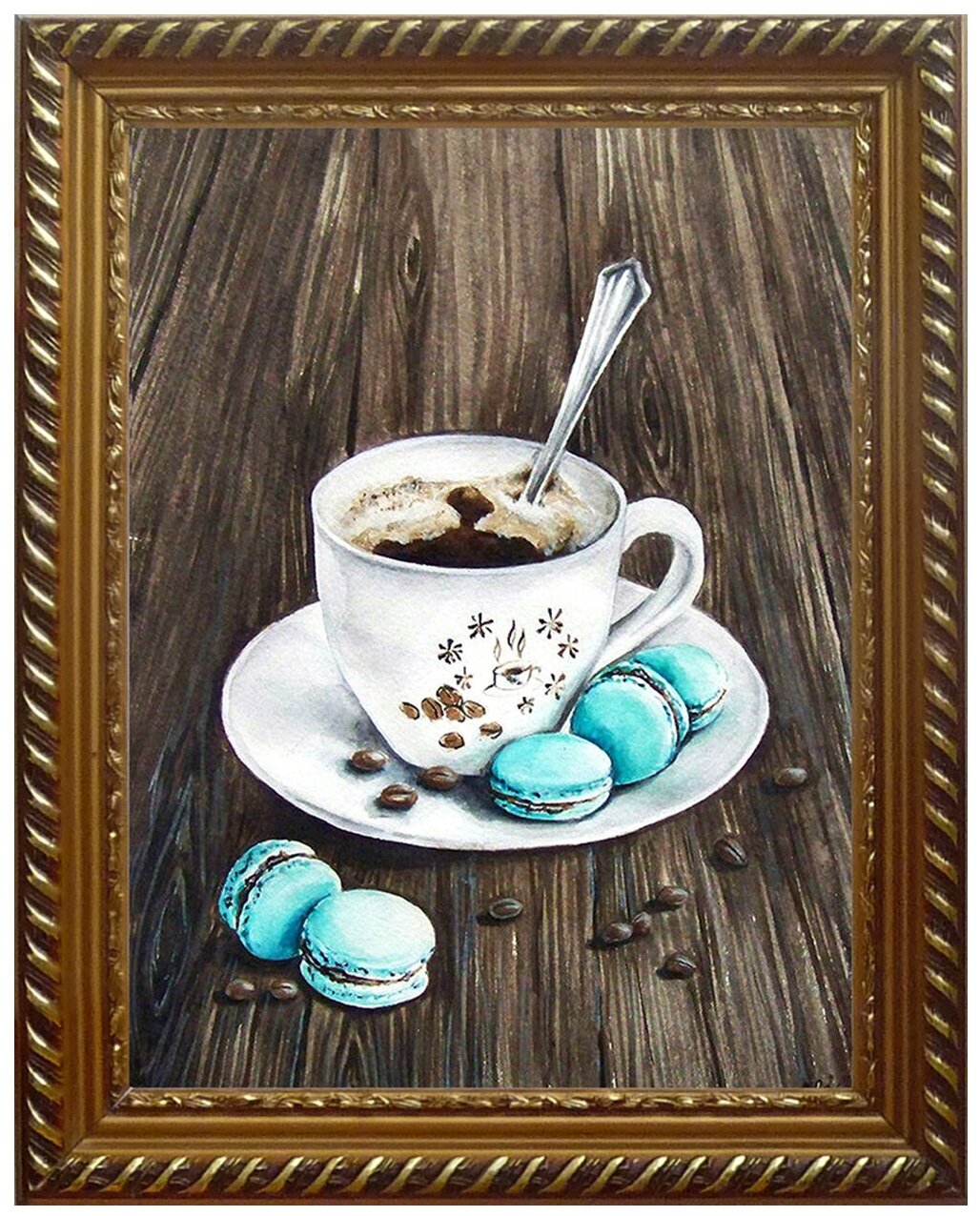 Алмазная живопись Набор алмазной вышивки Макаруны к кофе (АЖ-1433) 30х40 см