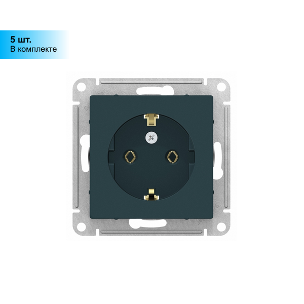 Розетка с заземлением, изумруд Schneider Electric AtlasDesign (комплект 5шт) - фотография № 8