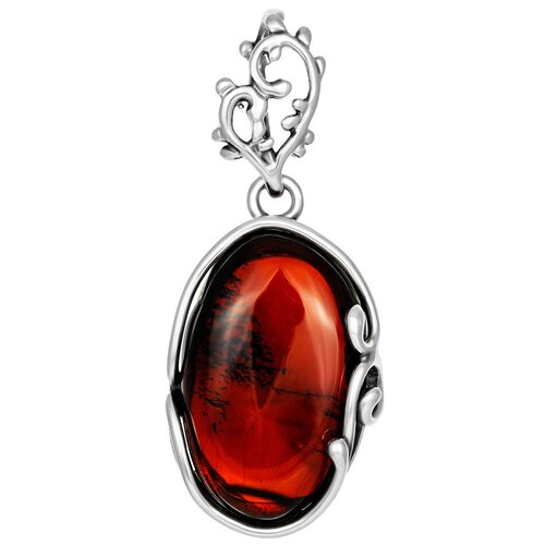фото Amberholl небольшая подвеска из серебра и цельного тёмно-вишнёвого янтаря «версаль»