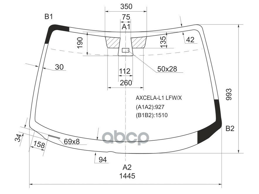 Стекло Лобовое (Датчик Дождя) Mazda 3 03-09 XYG арт. AXCELA-L1 LFW/X