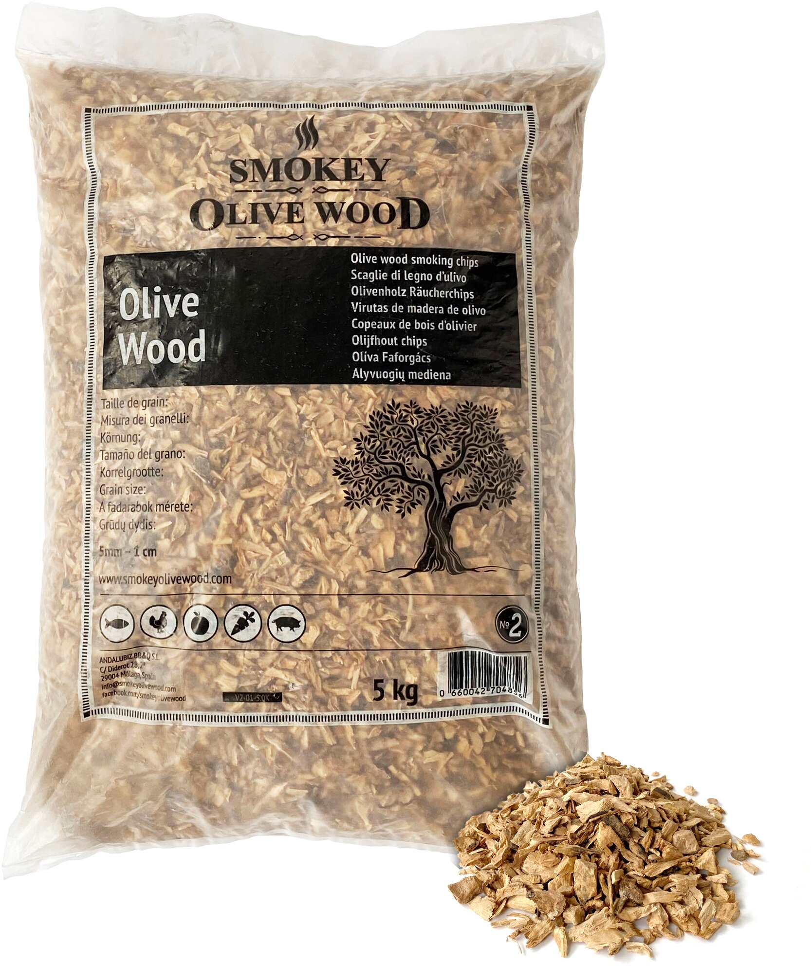 Щепа для копчения "Олива" (Smokey Olive Wood), мешок 5 кг, фракция от 5 до 10мм. - фотография № 1