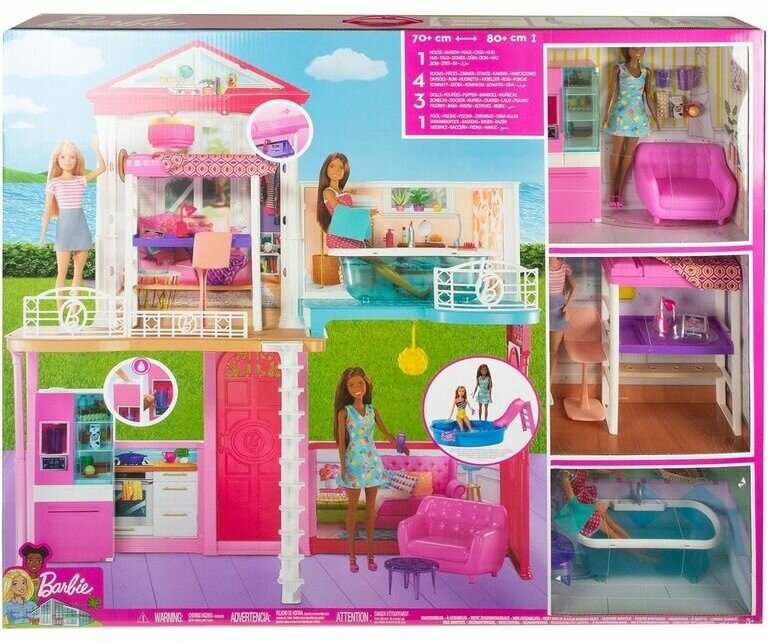 Barbie Набор игровой дом+куклы+аксессуары, GLH56