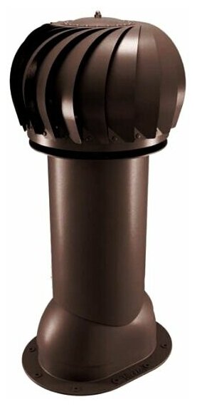 Роторный вентиляционный выход D 110 мм. H 550 мм. для готовой мягкой и фальцевой кровли, утепленный, Viotto RAL 8019 темно-коричневый - фотография № 1