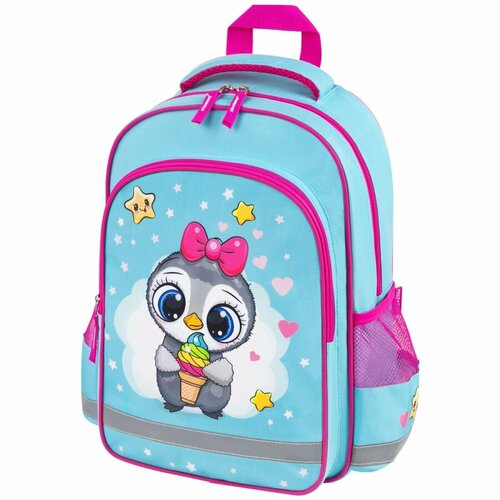 Рюкзак школьный Пифагор School, 1 отделение, 3 кармана, Smart penguin, 38x28х14см (271403)