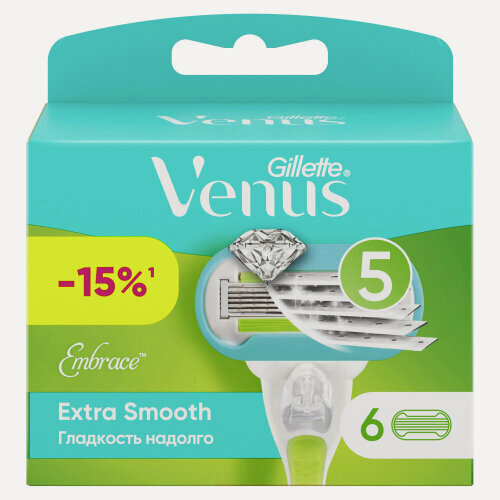 Изображение товара Сменные кассеты для бритья Venus Extra Smooth Embrace, 6 шт
