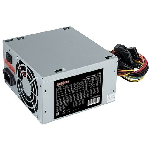 EXEGATE Блоки питания EX292143RUS-S Блок питания 650W AB650 ATX, SC, 8cm fan, 24pin, 4+4pin, PCI-E, 3xSATA, 2xIDE, кабель 220V с защитой от блок питания exegate f250s flex atx for itx case 4cm fan 20 4pin 4рin 3xsata 2xide