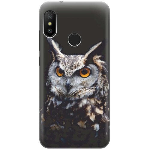 фото Re:pa накладка transparent для xiaomi mi a2 lite / redmi 6 pro с принтом "сова на темном фоне"