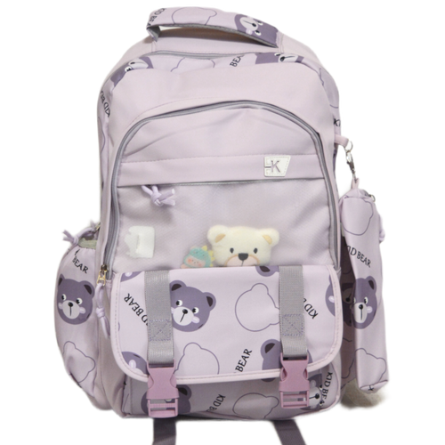 фото Школьный рюкзак медвежонки для девочек с пеналом, фиолетовый xiulong