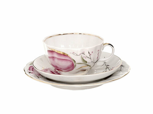 Набор чайный ИФЗ Тюльпан, Розовые тюльпаны, 250мл, 3 предмета 81.20956.00.1