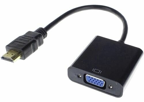 Адаптер Cablexpert HDMI на VGA 19M/15F, кабель 15 см, чёрный