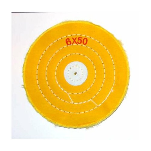 Круг полировальный муслиновый желтый 6х50 диаметр 150 мм , применяется для шлифовки полировки золота, серебра, меди, нержавеющей стали