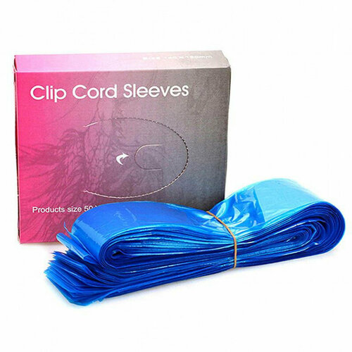 Барьерная защита Clip Cord Sleeves, Барьерка для тату машинок (проводов, клип-корда) синяя, 125 шт.