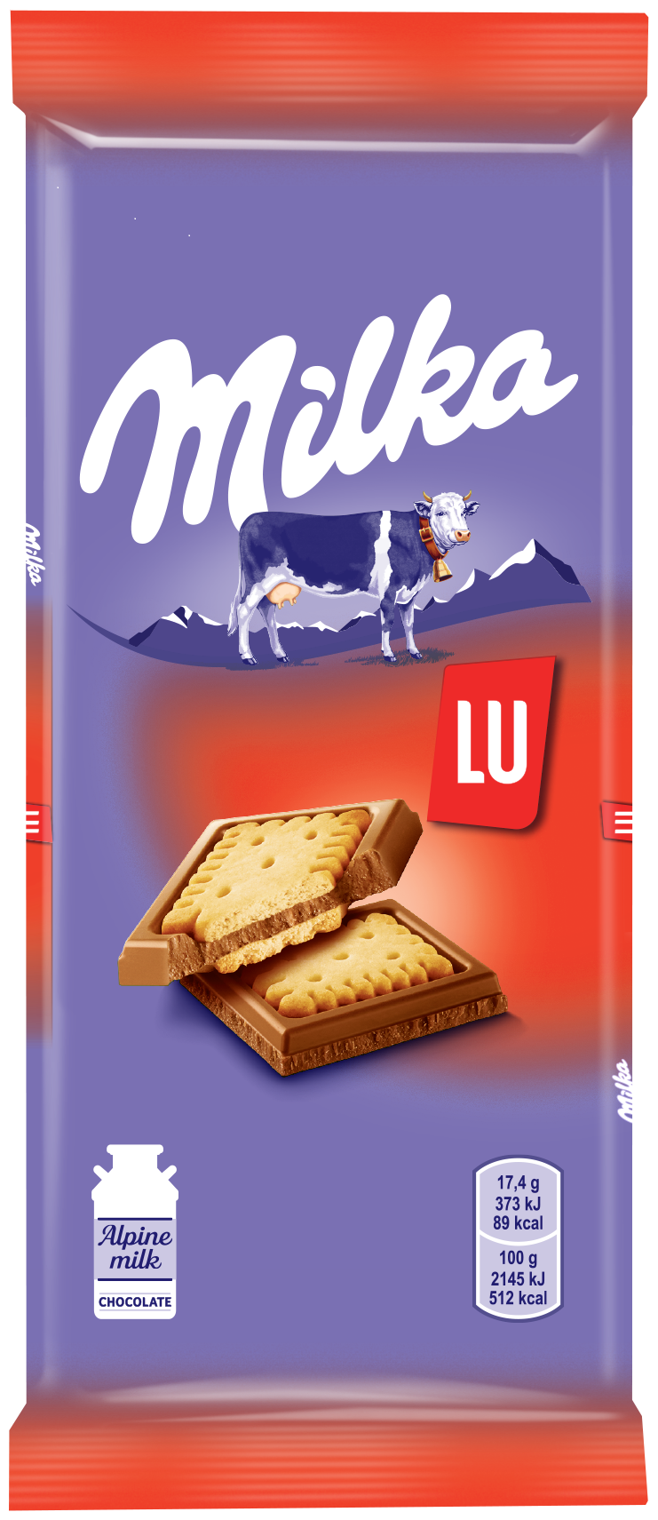 Молочный шоколад Milka LU с печеньем 87 гр.