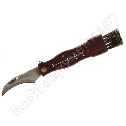 Малый нож грибника PALISAD 79004 нож грибника малый деревянная рукоятка деревянный нож грибника нож грибника с кисточкой нож грибника на пояс