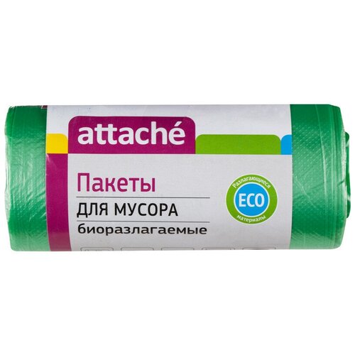 Мешки для мусора ПНД 30л 10мкм 30шт/рул зеленые 50x60см Attache B...