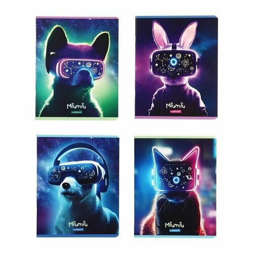 Тетрадь 48 листов в клетку MESHU Miumiu обложка мелованный картон матовая ламинация тиснение фольгой блок офсет 475₽