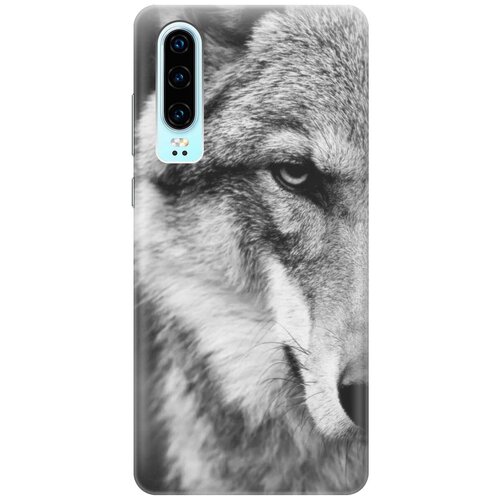 фото Ультратонкий силиконовый чехол-накладка для huawei p30 с принтом "спокойный волк" gosso