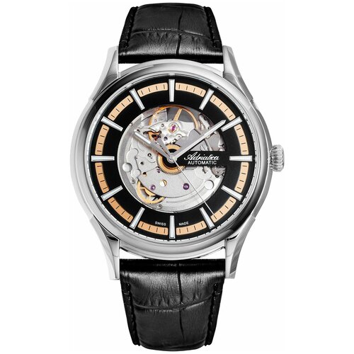 Наручные часы Adriatica Automatic, черный, серебряный