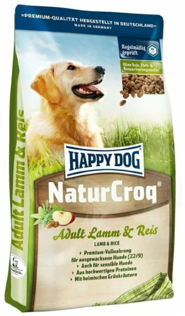 Сухой корм для собак Happy Dog NaturCroq, при чувствительном пищеварении, для здоровья кожи и шерсти, ягненок, с рисом 1 шт. х 4 кг