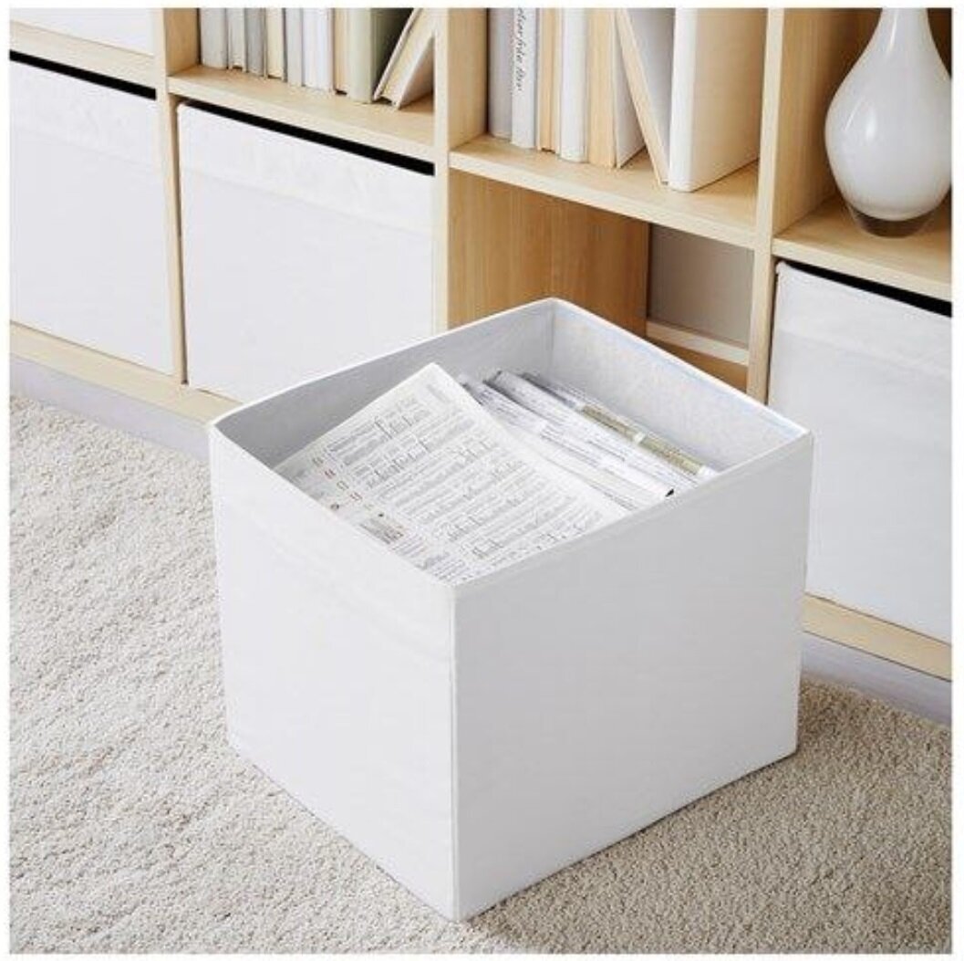Коробка IKEA дрёна для хранения вещей 33х38х33 см, белый — фото 1