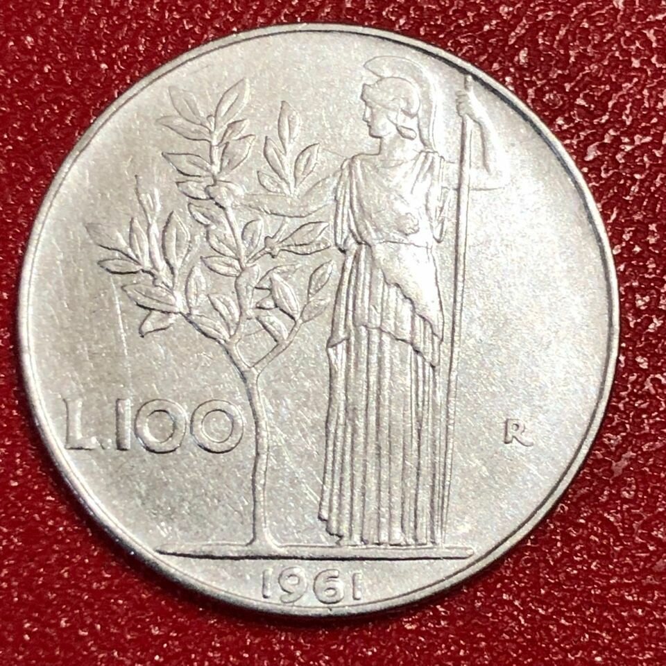 Монета Италия 100 лир 1961 год #5-8