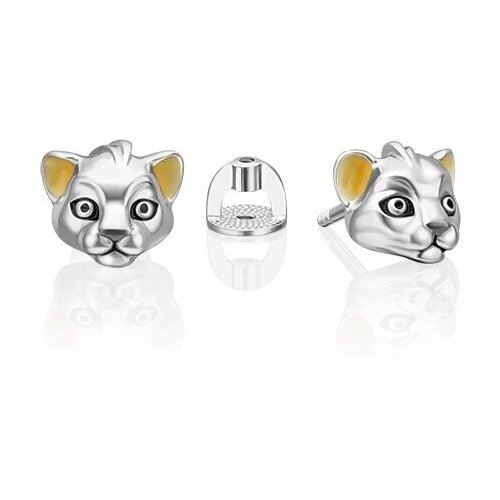 02-5108-00-000-0200 Серьги из серебра с эмалью PLATINA Jewelry - Львенок