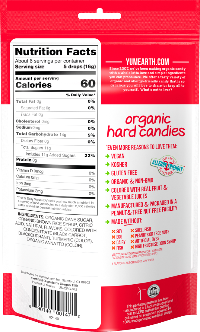 Органическая леденцовая карамель YumEarth Organic Hard Candies Favorites, Ассорти любимых вкусов, 30 штук - фотография № 2