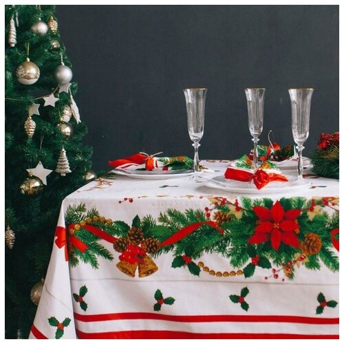 Наборскатертьполотенца 150x110 40x40 см Новогодняя Саржа 5924₽
