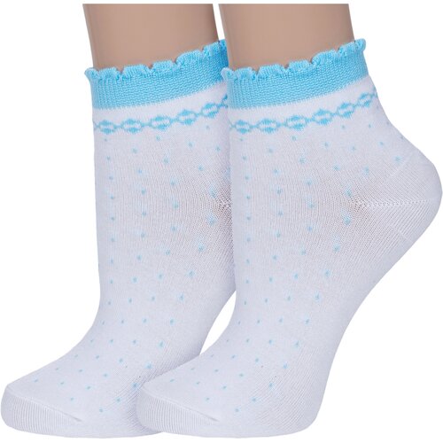 фото Носки para socks, 2 пары, размер 23, белый, бирюзовый