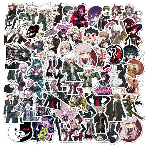 Наклейки Данганронпа: Школа отчаяния / Danganronpa: Kibou no Gakuen to Zetsubou no Koukousei The Animation водостойкие 50шт (4-6 см)