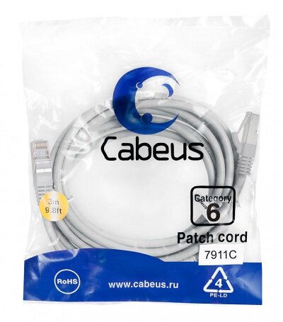 Патч-корд Cabeus PC-FTP-RJ45-CAT.6-3M-LSZH