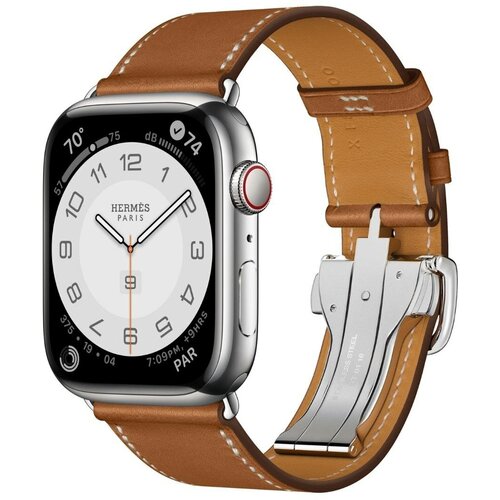 Часы Apple Watch Herms Series 9 GPS Cellular 45mm Silver Stainless Steel Case with Fauve Barnia Leather Single Tour Deployment Buckle 22770000₽