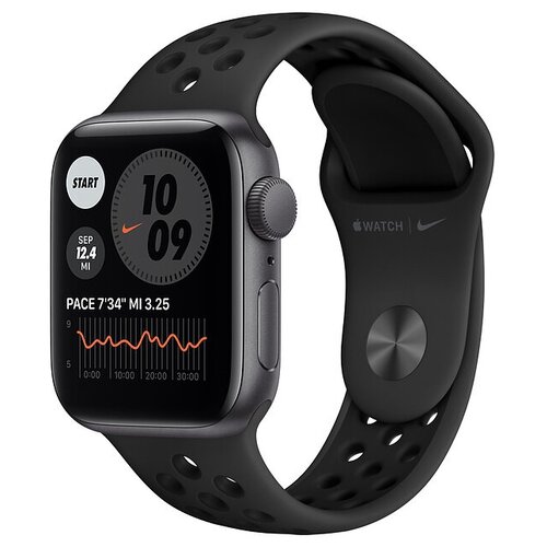 фото Умные часы apple watch se gps 40мм aluminum case with nike sport band, серый космос/антрацитовый/черный