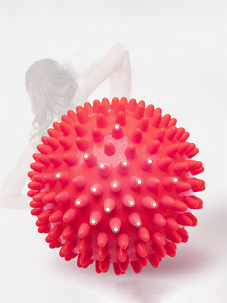 Массажный мяч с шипами Ø 7 см для фитнеса, йоги и МФР, красный - фотография № 5