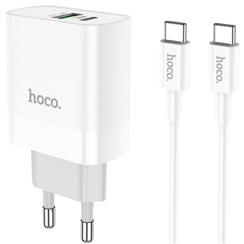 Сетевое зарядное устройство Hoco C80A Rapido PD20W + кабель USB Type-C - USB Type-C, 20 Вт, белый