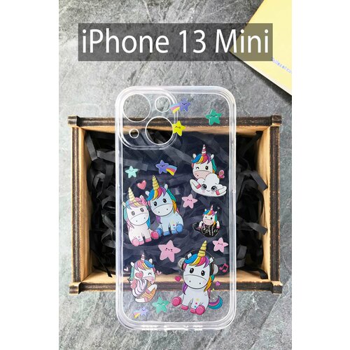 Силиконовый чехол Единороги для Apple iPhone 13 Mini/ Айфон 13 Мини силиконовый чехол lets go trevel для apple iphone 13 mini айфон 13 мини