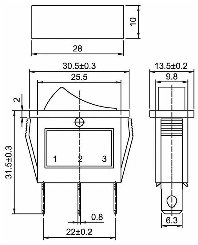 Выключатель клавишный 250В 15А (3с) ON-OFF син. с подсветкой (RWB-404 SC-791 IRS-101-1C) Rexant 36-2211 - фотография № 2