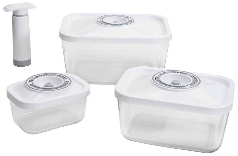 Набор контейнеров для вакуумных упаковщиков Status VAC-Glass-Set White