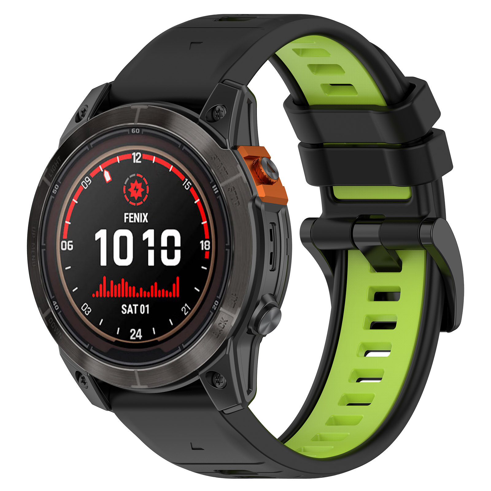 Двухцветный силиконовый ремешок для Garmin Fenix / Quaitx / Descent / Enduro, 26 мм, черно-салатовый