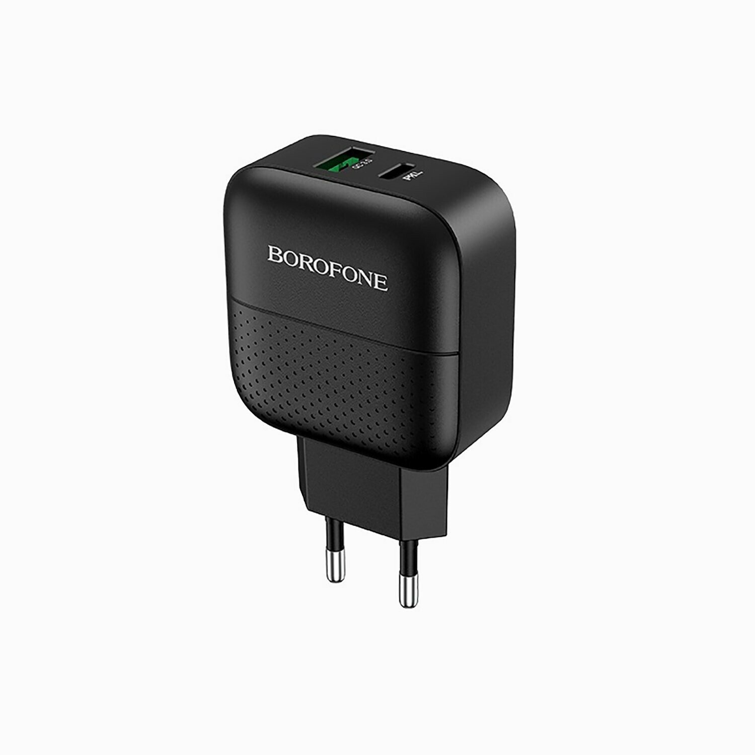 Адаптер Сетевой с кабелем Borofone BA46A Premium PD + QC 3.0 1 USB / 1 USB-C / 5V / 3A +Type-C to Lightning Черный