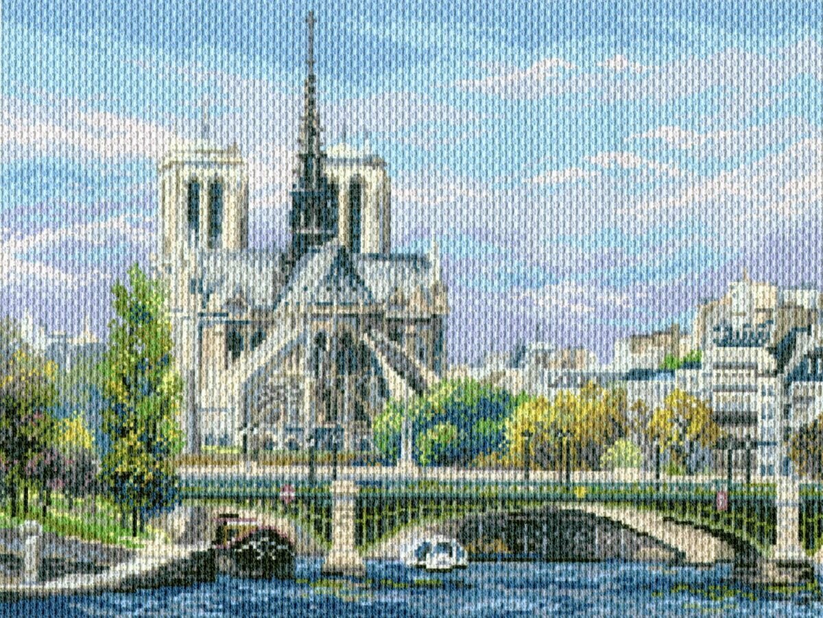 Канва с нанесенным рисунком Матренин Посад "Собор Парижской Богоматери", для вышивания крестом, 30х40 см