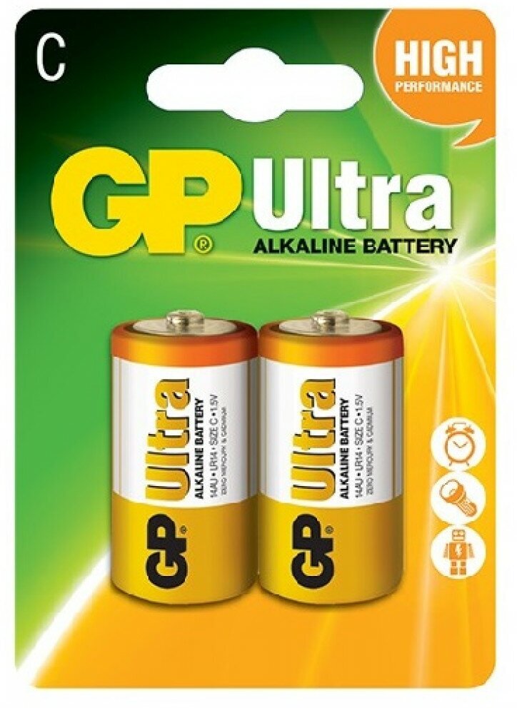 Батарейки алкалиновые GP GP14AU-2CR2 Ultra Alkaline C LR14 1,5В 2шт