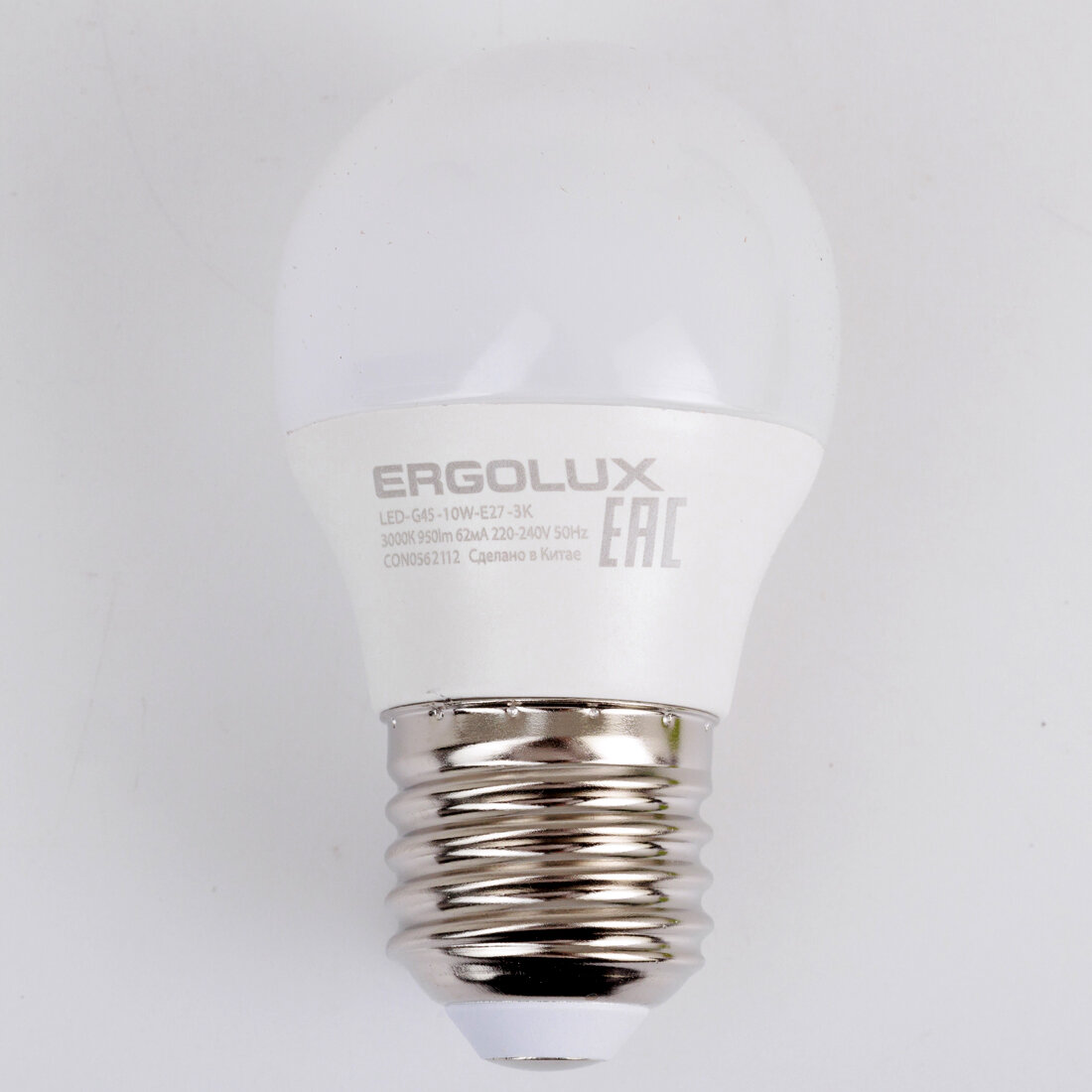 Лампочка Ergolux LED-G45-10W-E27-3K, Теплый белый свет, E27, 10 Вт, Светодиодная, 1 шт. - фотография № 7