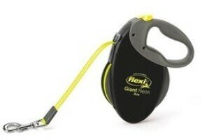 Flexi Рулетка-ремень для собак средних и крупных пород до 25кг, 8м (GIANT M Neon tape), черная+неон | GIANT neon, 0,61 кг