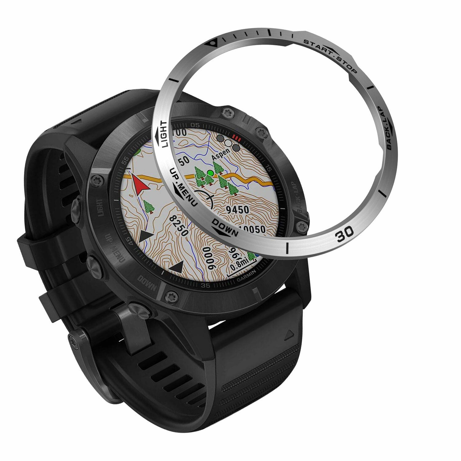 Кольцо безель из нержавеющей стали (стиль A) для Garmin Fenix 6X/6X Pro - серебристое