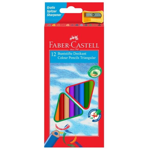 фото Faber-castell карандаши цветные трехгранные с точилкой 12 цветов (120523)