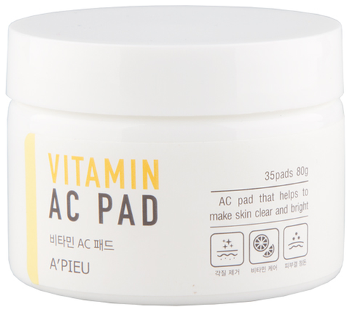 APIEU пилинг-диски Vitamin AC Pad с AHA и BHA кислотами и витаминами, 100 мл, 80 г, 35 шт.